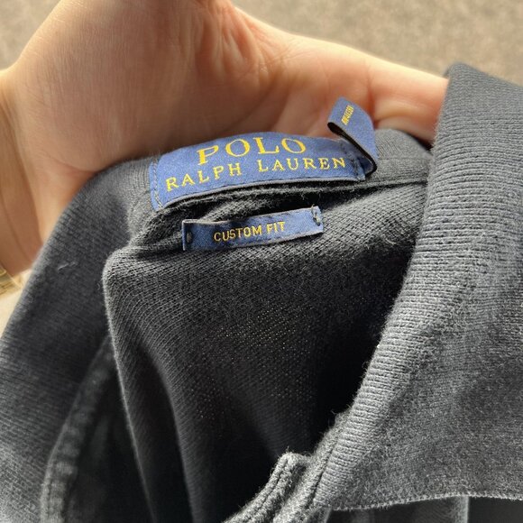 Polo Ralph Lauren Polo Shirt Mens XL Black Custom Fit Purple Pony Logo - Picture 6 of 11